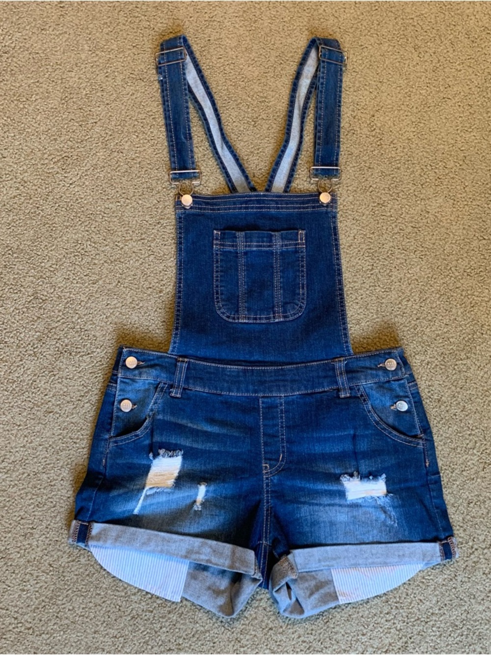Denim Bib Overall Shortalls in Dark Blue Basic Denim Wax Jeans Size M Women’s